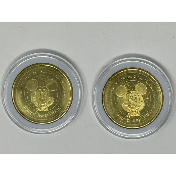 DISNEY 50th Anniversary Gold Medallion Coin Tinkerbell Set - Picture 2 of 2